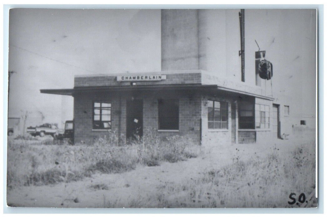 c1960's Chamberlain South Dakota Vintage Train Depot Station RPPC Photo Postcard