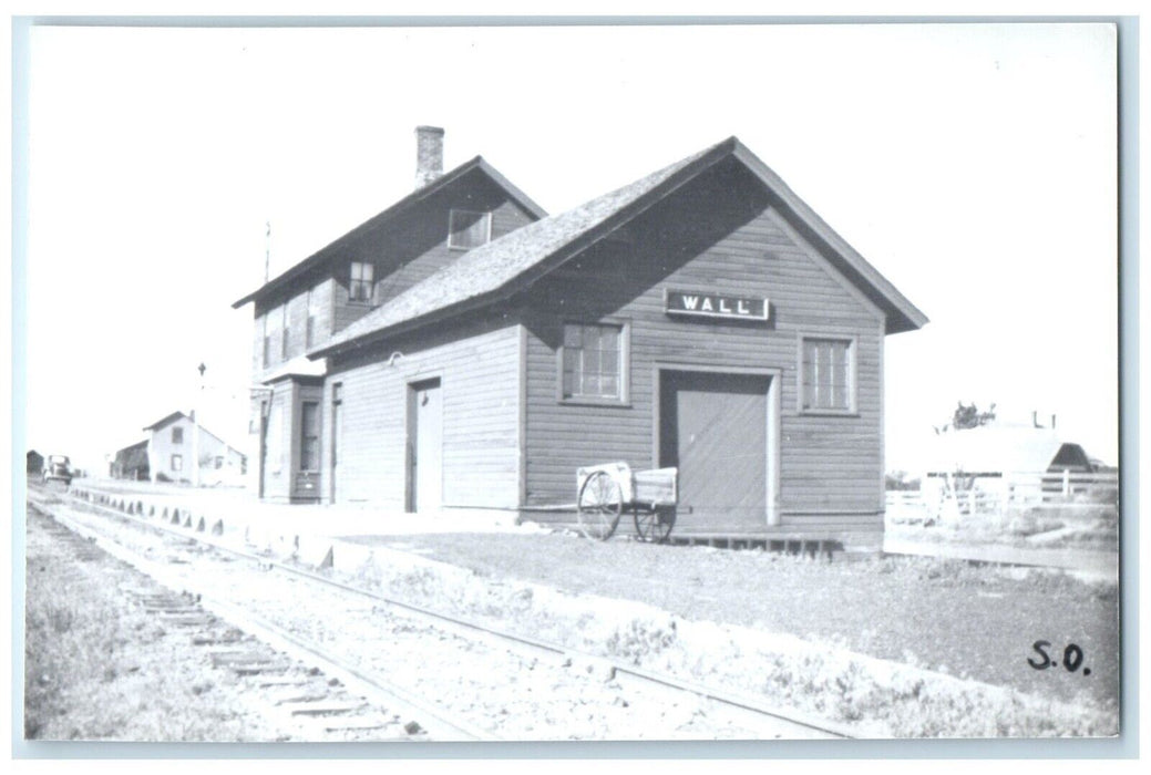 c1956 C&NW Depot Wall South Dakota SD Train Depot Station RPPC Photo Postcard