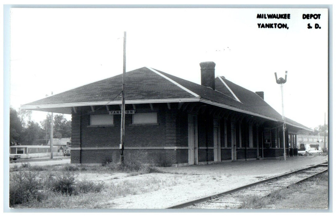 c1960's Milwaukee Yankton South Dakota Train Depot Station RPPC Photo Postcard