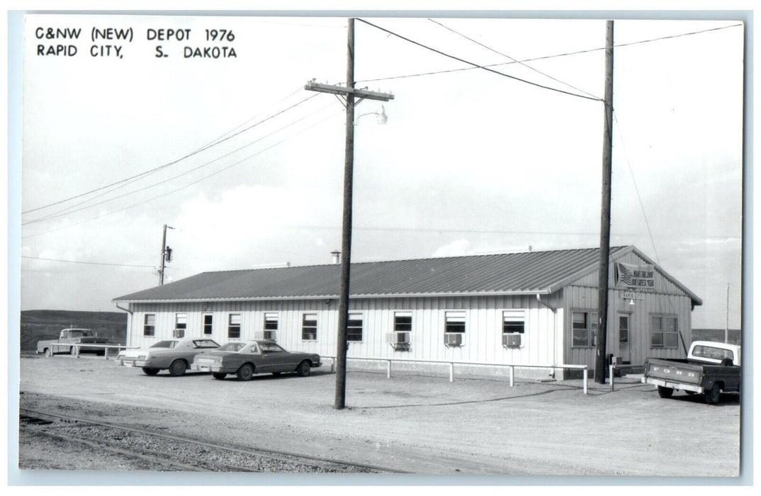 c1976 C&NW Depot Rapid City South Dakota Train Depot Station RPPC Photo Postcard