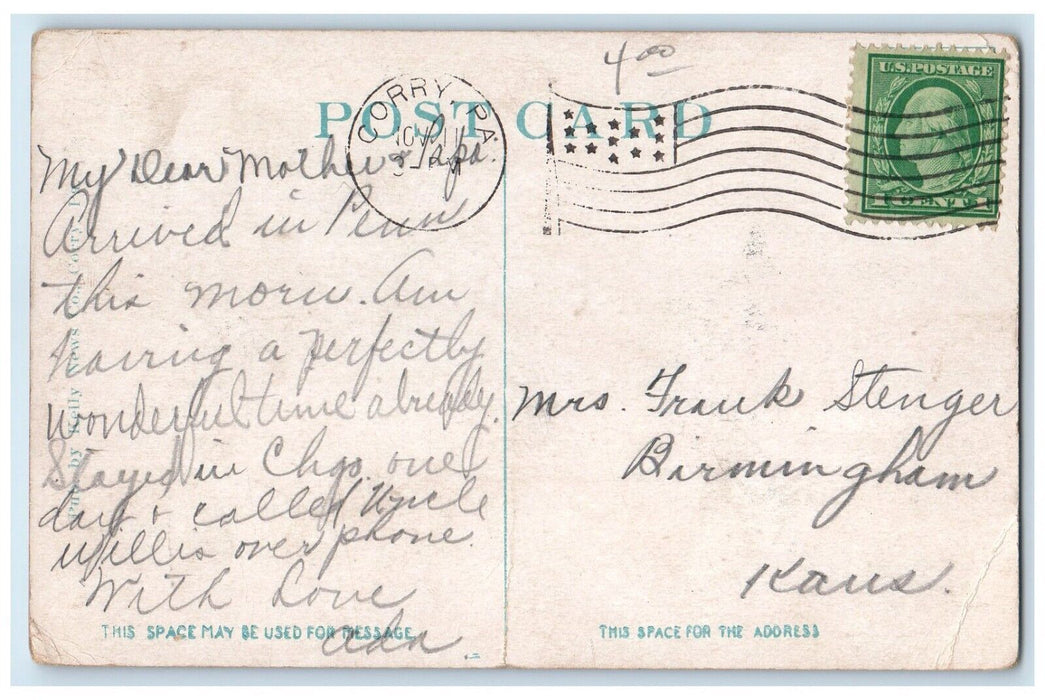 1920 Busy Day North Center Street Classic Cars Road Corry Pennsylvania Postcard