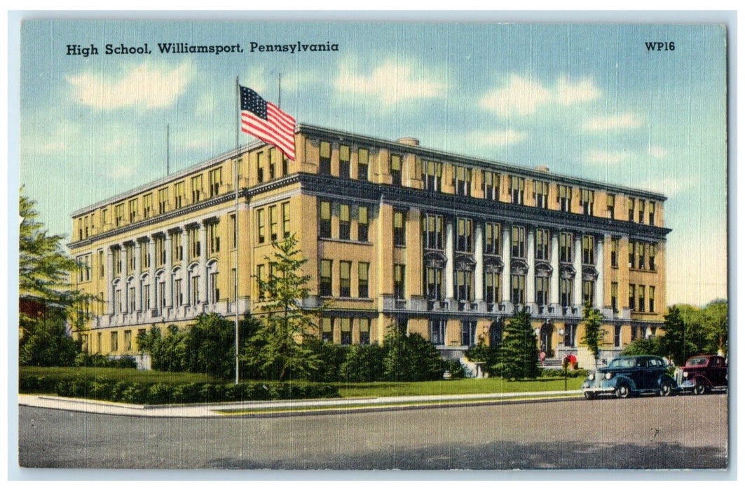 c1940 Exterior View High School Building Williamsport Pennsylvania PA Postcard