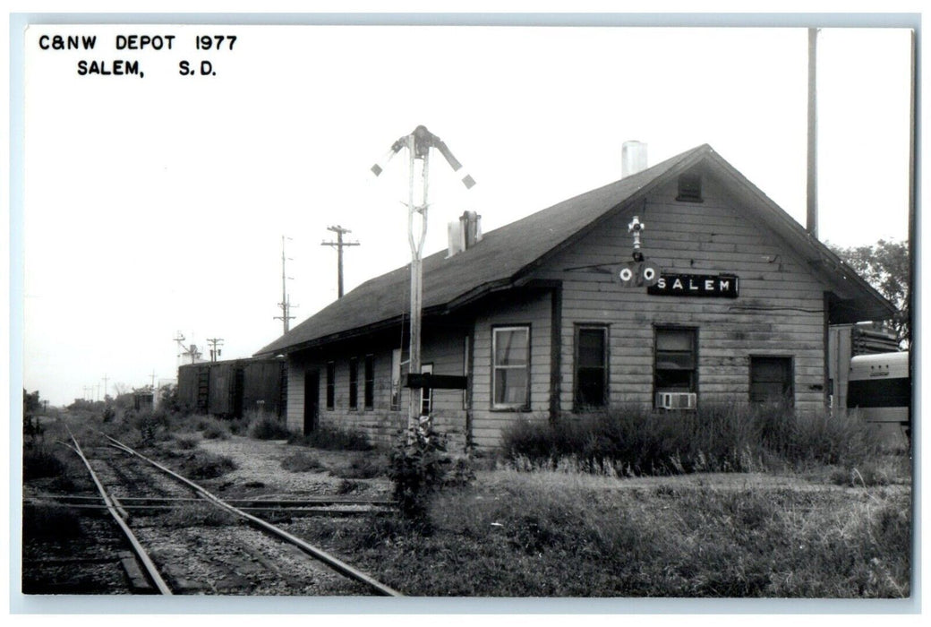 c1977 C&NW Depot Salem South Dakota SD Train Depot Station RPPC Photo Postcard