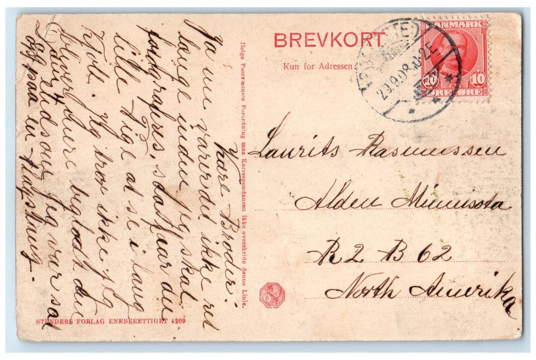 1908 View of Sollestedgaard Søllested Denmark Posted Antique Postcard