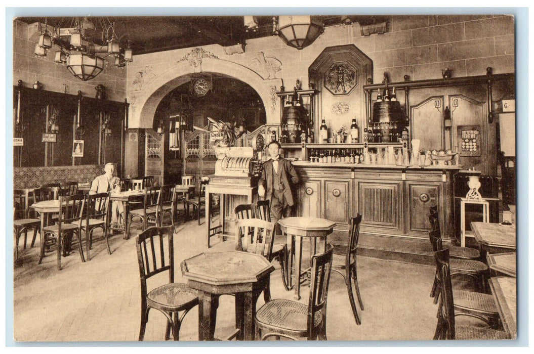 c1940's Grand Hotel d'Angleterre Le Becasse Restaurant Liege Belgium Postcard