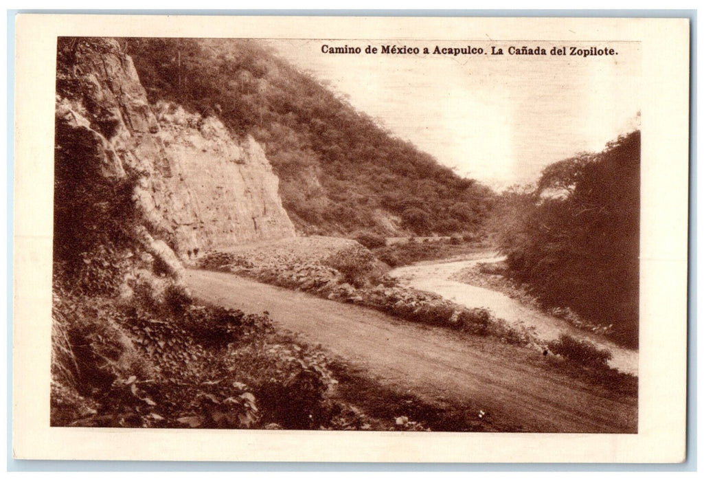 1930 Canada Del Zopilote Acapulco Mexico Road Antique Unposted Postcard