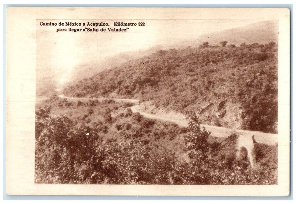 1930 To Get to "Salto De Valadez" Acapulco Mexico Road Antique Postcard