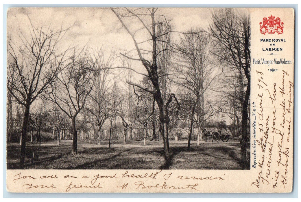 1908 Small Orchard Van Volxem Royal Park of Laeken Brussels Belgium Postcard