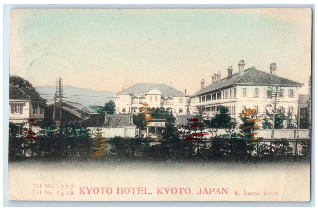 c1910 Kyoto Hotel and Nearby Buildings Kyoto Japan Posted Antique Postcard