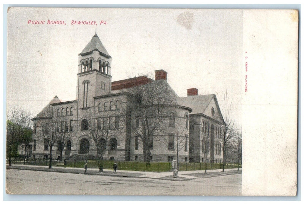 1910 Public School Building Street View Sewickley Pennsylvania PA Postcard