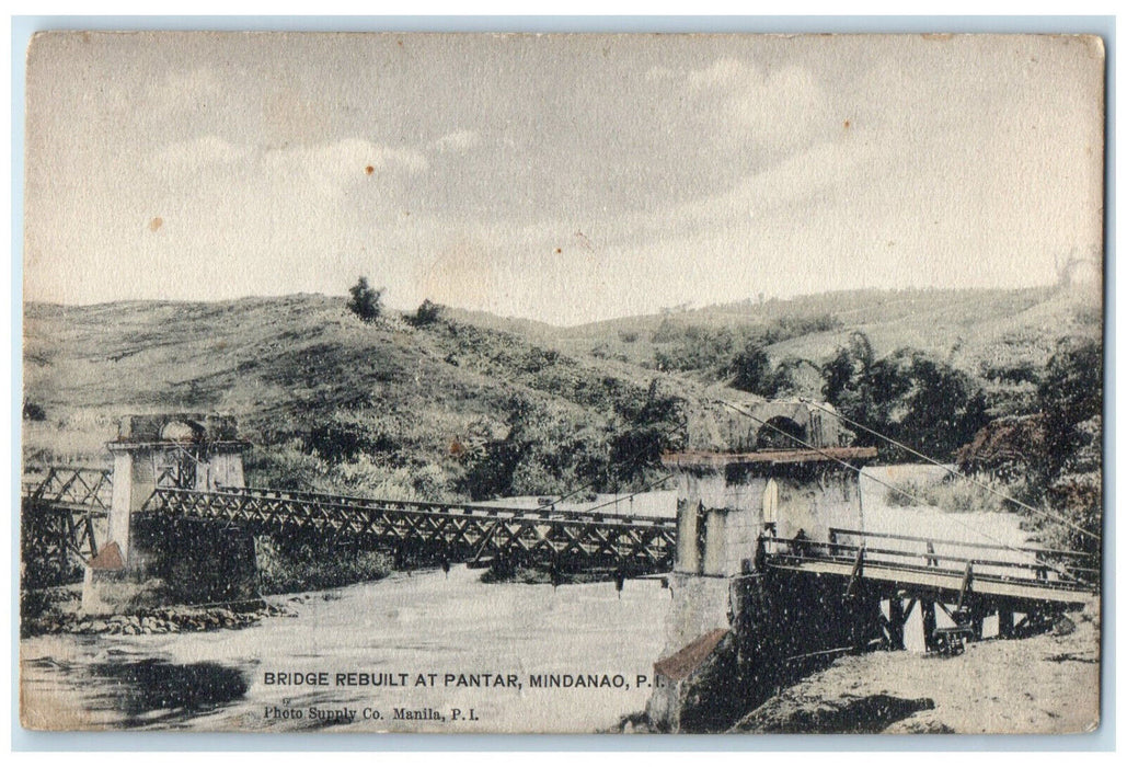 c1910 Bridge Rebuilt at Pantar Mindanao Philippines Island Unposted Postcard