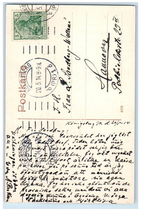 1914 Konigsberg Castle Pond Kaliningrad Russia Posted Antique Postcard