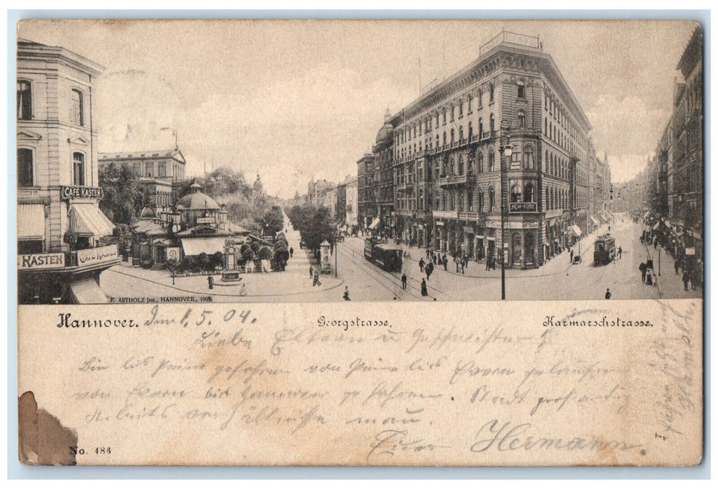 1904 Georg Street Karmarsch Street Hanover Germany Antique Posted Postcard