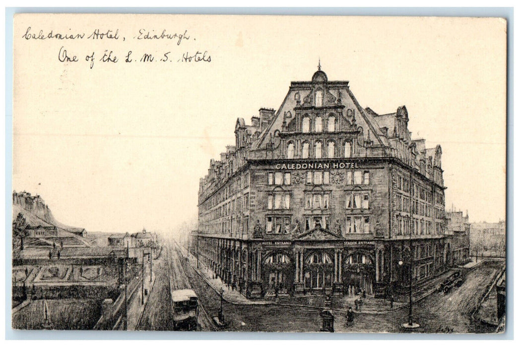 c1910 One of LMS Hotels Caledonian Hotel Edinburgh Scotland Tuck Art Postcard