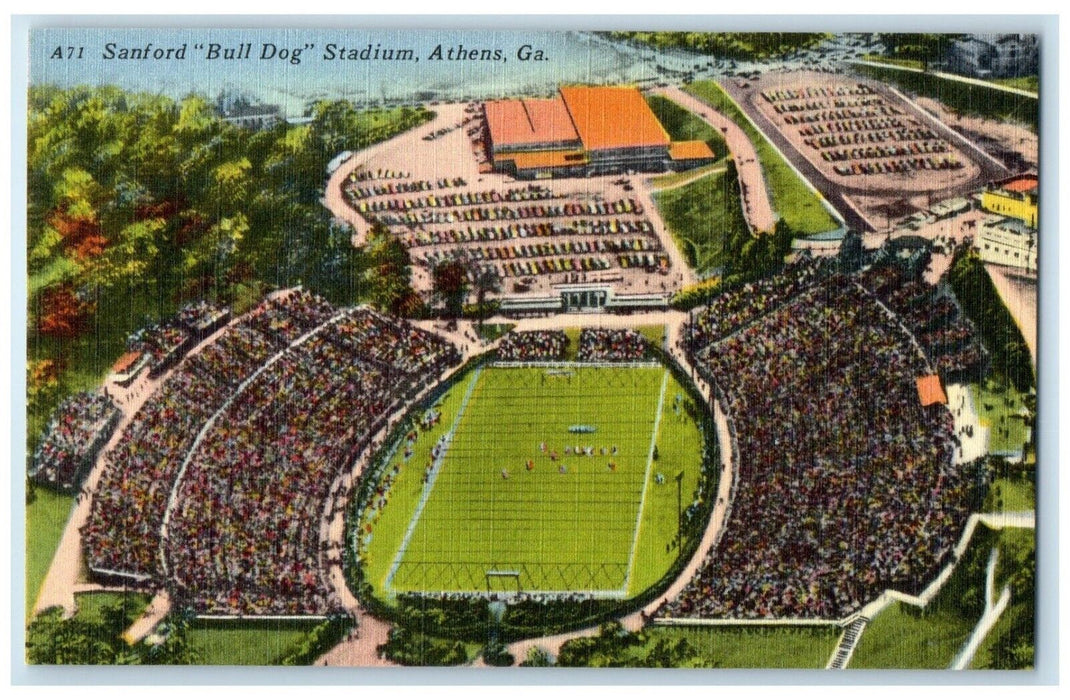 c1940's Aerial View Of Sanford Bull Dog Stadium Athens Georgia GA Postcard