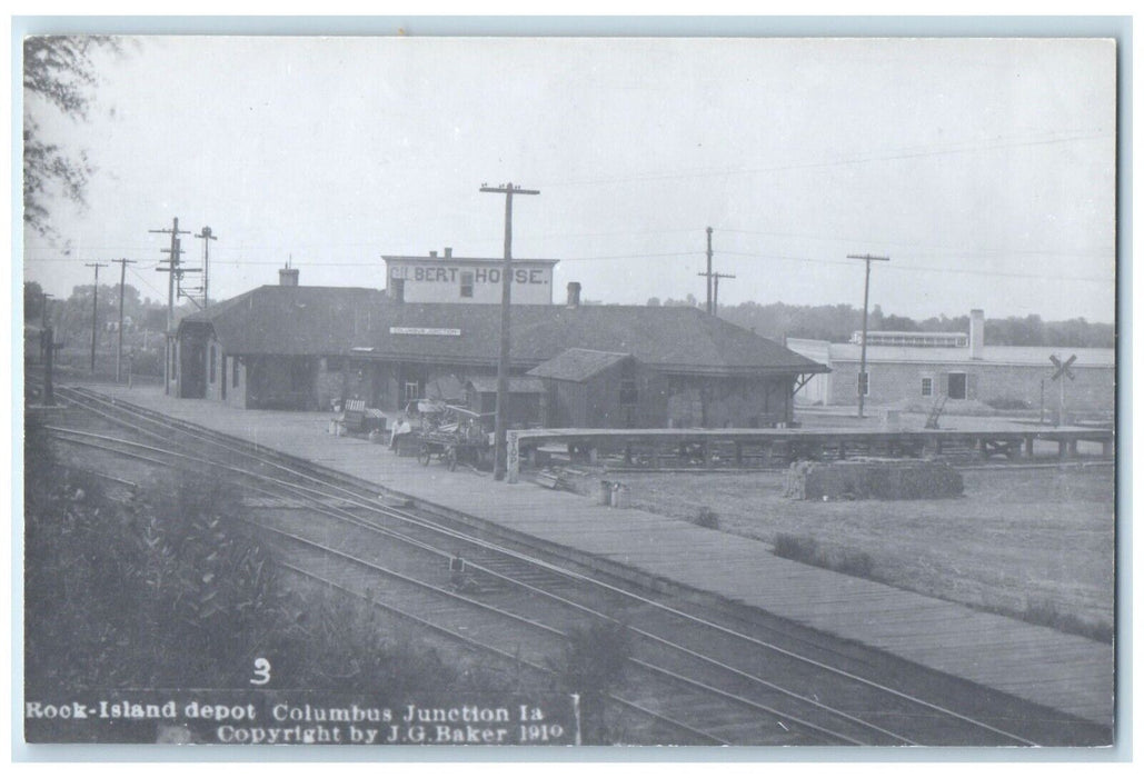 c1960 Rock-Island Columbus Junction Iowa Train Depot Station RPPC Photo Postcard