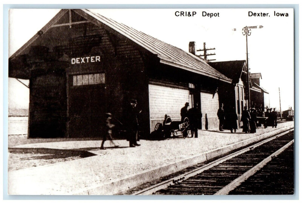 c1960's  CRI&P Depot Dexter Iowa Vintage Train Depot Station RPPC Photo Postcard