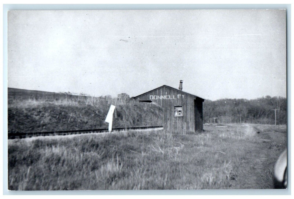 c1960's Donnelley Iowa Exterior Building Train Depot Station RPPC Photo Postcard