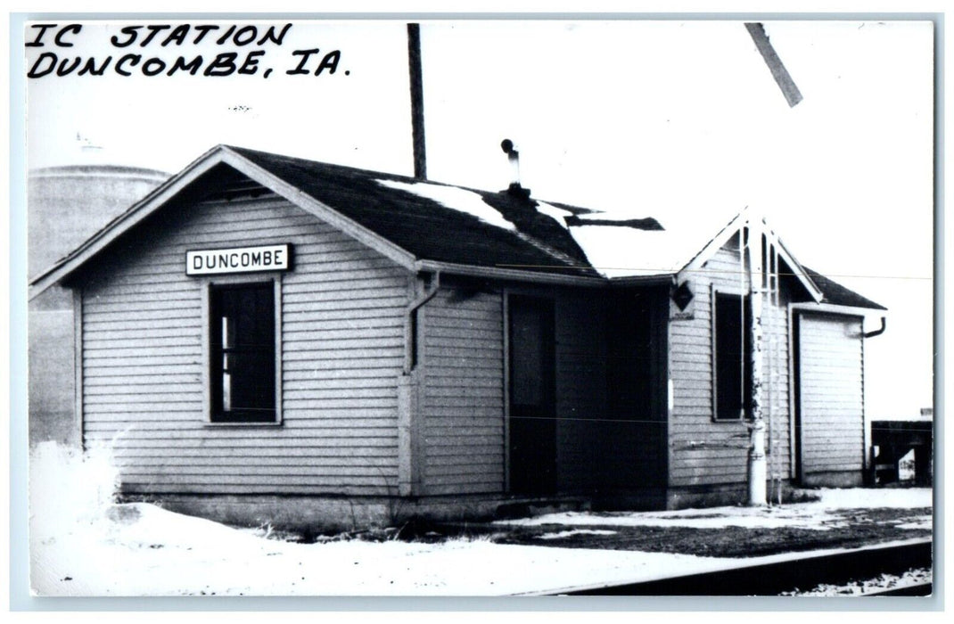 c1960's IC Station Duncombe Iowa Vintage Train Depot Station RPPC Photo Postcard