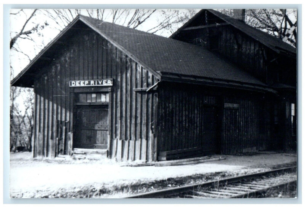 c1960 Deep River Iowa IA Vintage Antique Train Depot Station RPPC Photo Postcard
