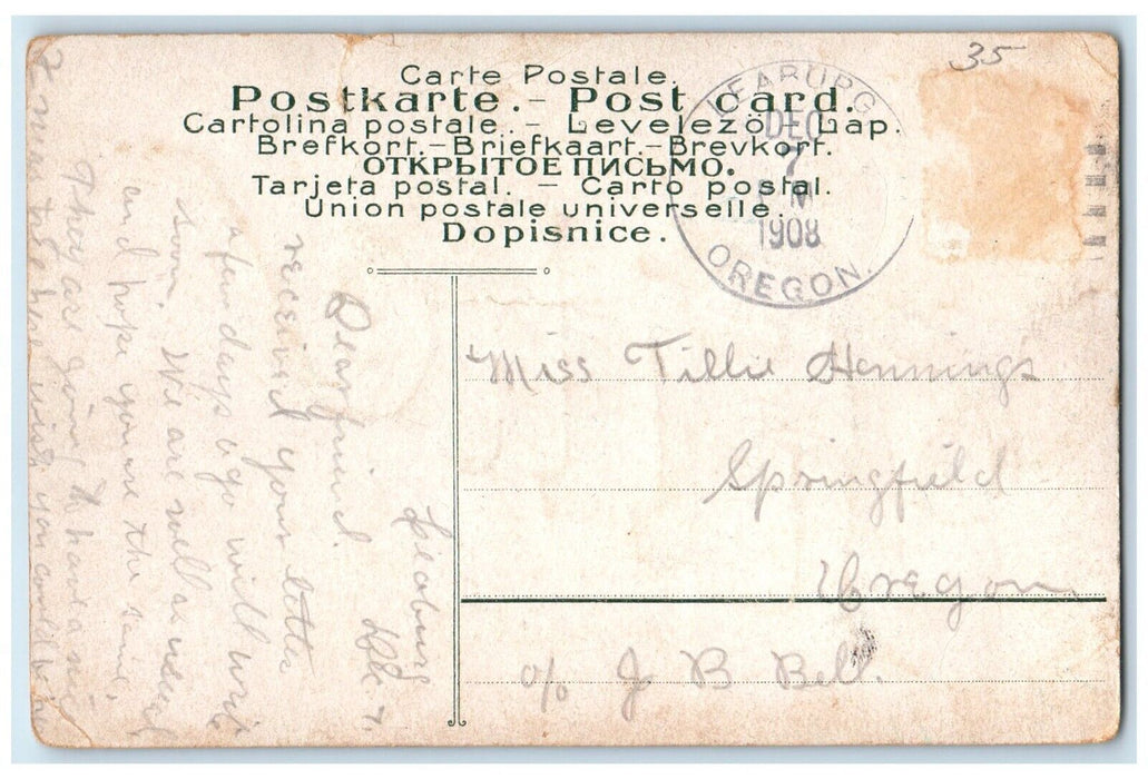 1908 Tittie Woman Name And Flowers Glitter Leaburg Oregon OR Antique Postcard