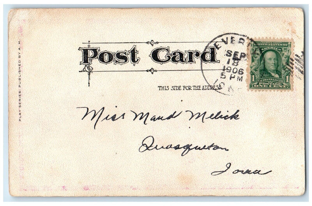 1906 Yankee Doddle Dandy Boy Singing Everly Iowa IA Posted Antique Postcard