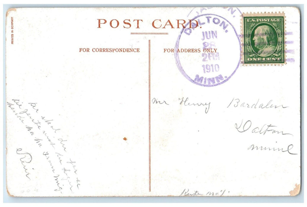 1910 Pretty Woman Big Hat With Love And Devotion Dalton Minnesota MN Postcard