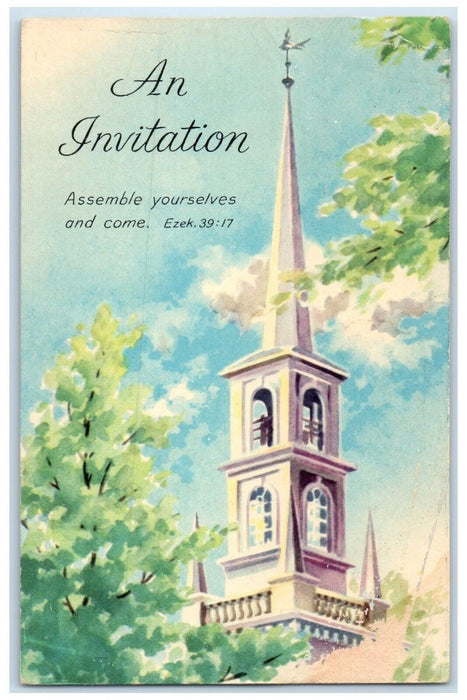 1961 An Invitation Church Bell Tower Nashville Tennessee TN Vintage Postcard