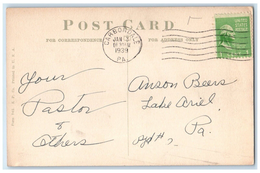 1939 Sunday School Children Church Carbondale Pennsylvania PA Vintage Postcard