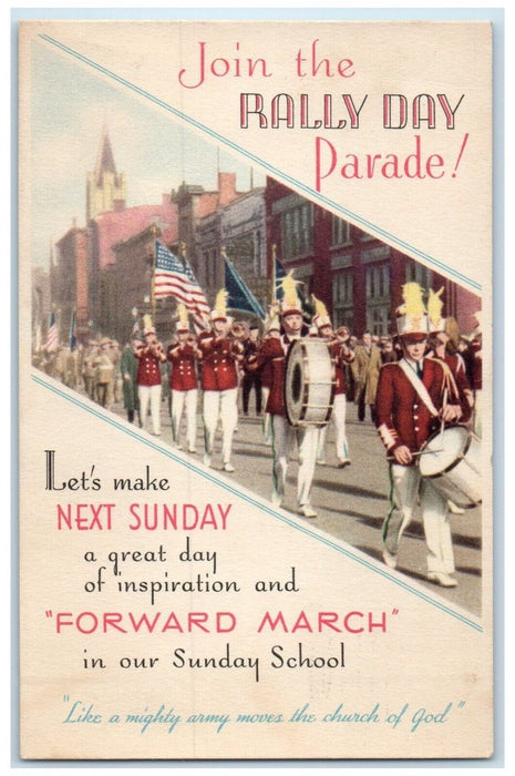 1940 Rally Day Parade Sunday School Cambridge City Indiana IN Vintage Postcard