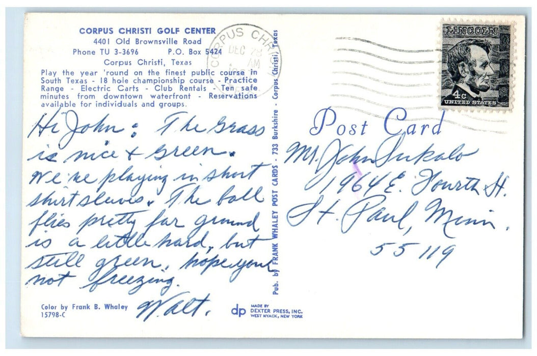 1987 Corpus Christi Golf Center Corpus Christi Texas TX Dual View Postcard
