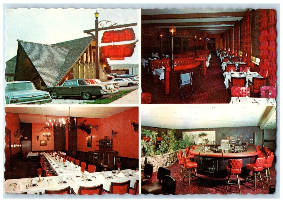 c1950's Steak Knife Restaurant Cocktail Lounge Milwaukee Wisconsin WI Postcard