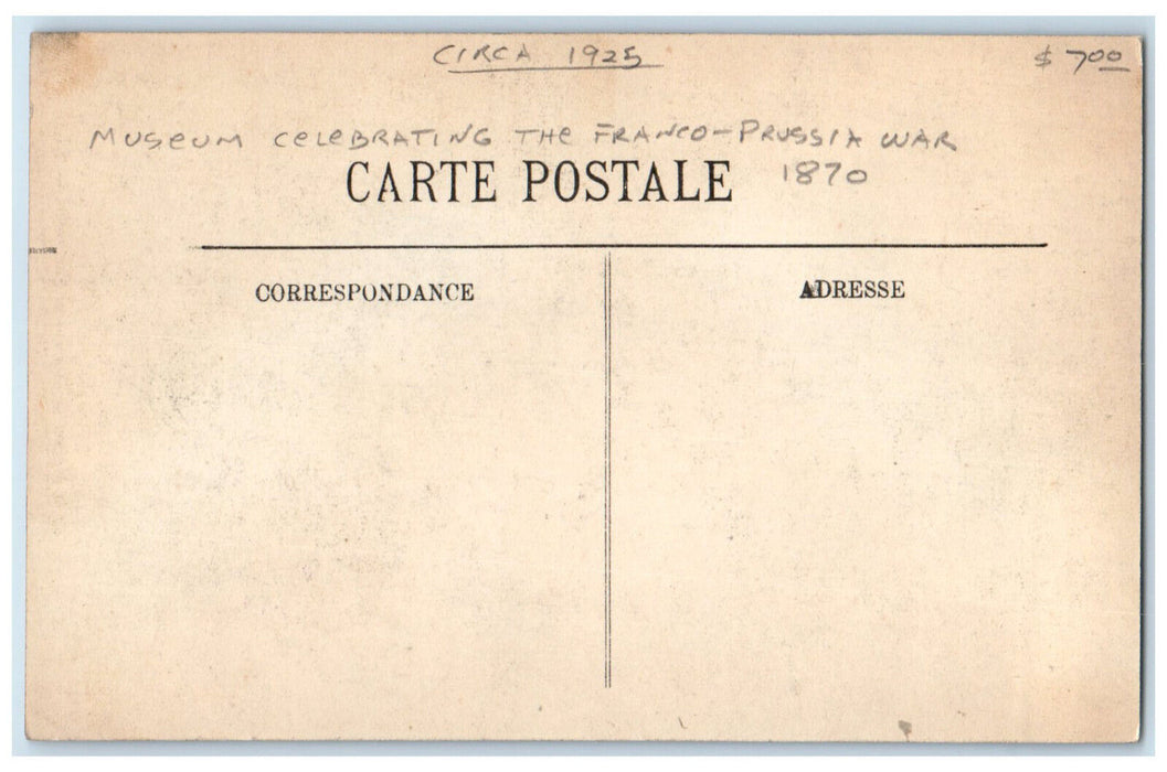 1925 Mr Rocher Museum Celebrating Franco Prussia War Bazeilles France Postcard