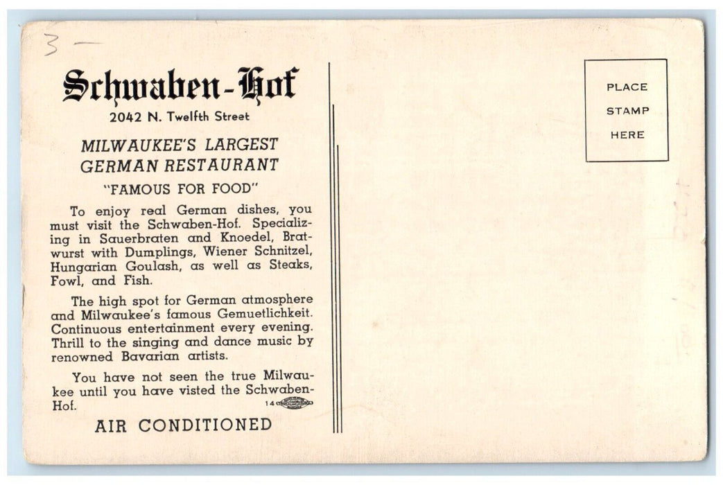 Srhwaben Hof German Restaurant Milwaukee Wisconsin WI Multiview Postcard