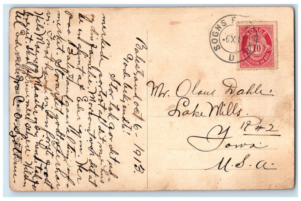 1913 Steamboat Panorama Balholm Balestrand Norway Antique Posted Postcard
