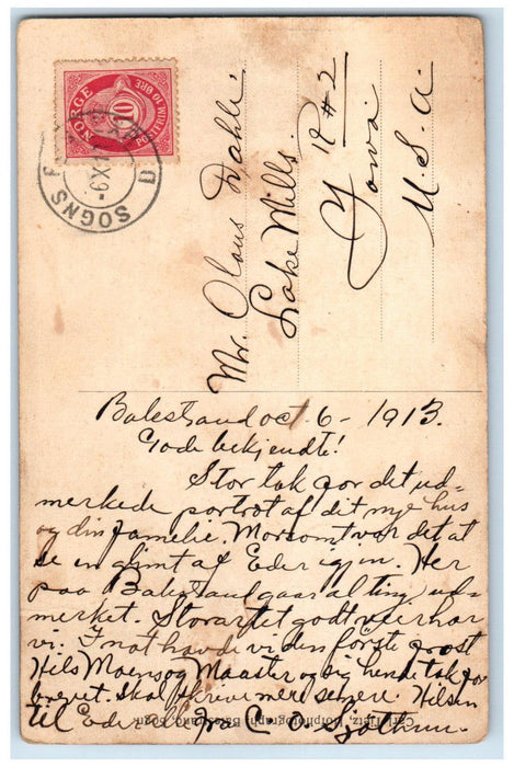 1913 Steamboat Panorama Balholm Balestrand Norway Antique Posted Postcard