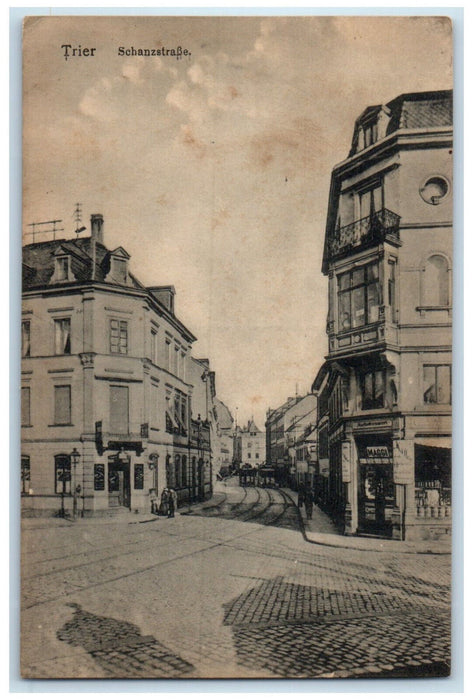 c1910 Typical Street Scene Schanzstrasse Trier Germany Unposted Postcard