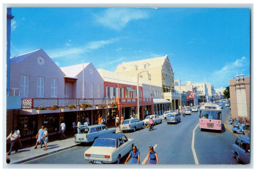 c1950's One of the Most Popular Shopping Area Front Street Bermuda Postcard