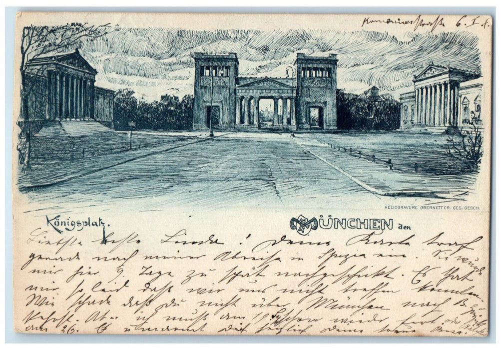 1898 Konigsplatz Historical Landmark Munich Germany Antique Posted Postcard