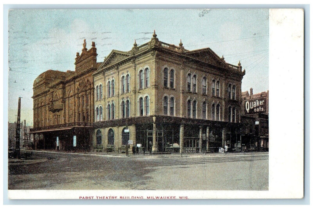 1909 Pabst Theatre Building Street View Milwaukee Wisconsin WI Antique Postcard