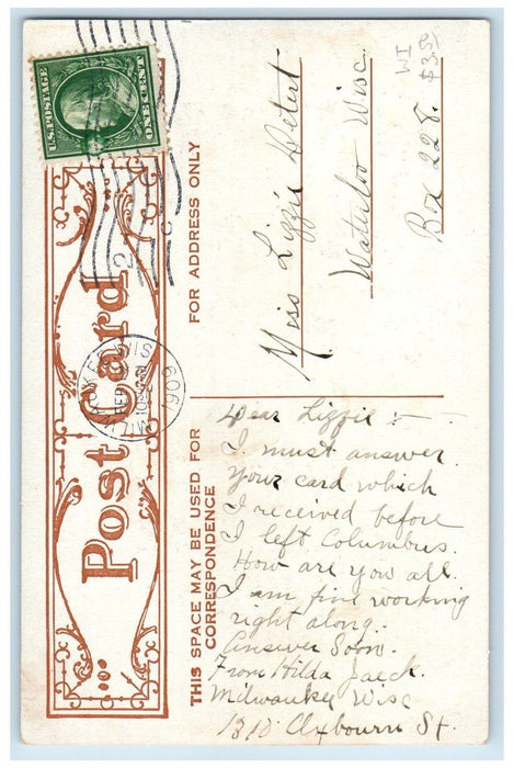 1909 Pabst Theatre Building Street View Milwaukee Wisconsin WI Antique Postcard