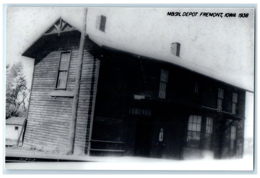 c1938 M&STL Depot Fremont Iowa Vintage Train Depot Station RPPC Photo Postcard