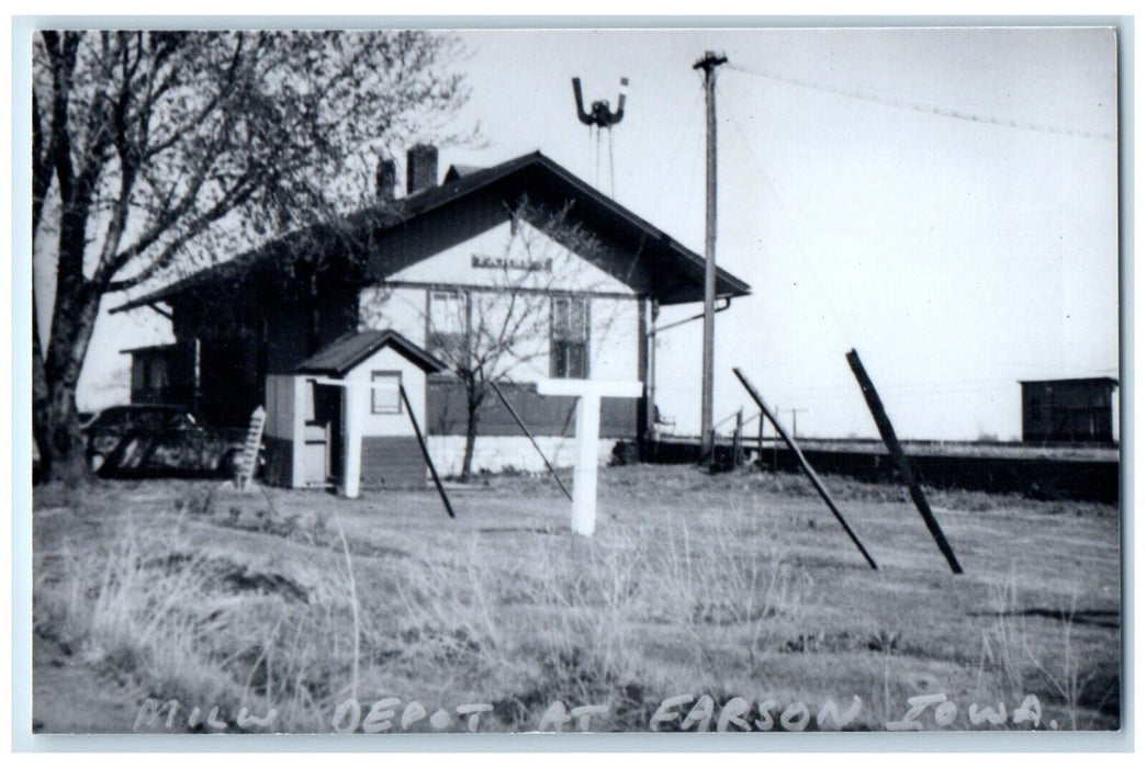 c1960's MILW Depot Farson Iowa Vintage Train Depot Station RPPC Photo Postcard