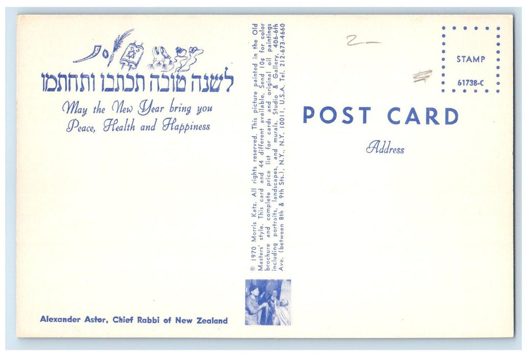 Alexander Astor Chief Rabbi New Zealand Morris Katz Jewish Artist NYC Postcard