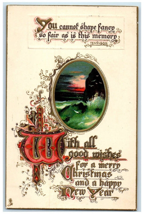 1911 Christmas And New Year Netcong New Jersey NJ Embossed Tuck's Postcard