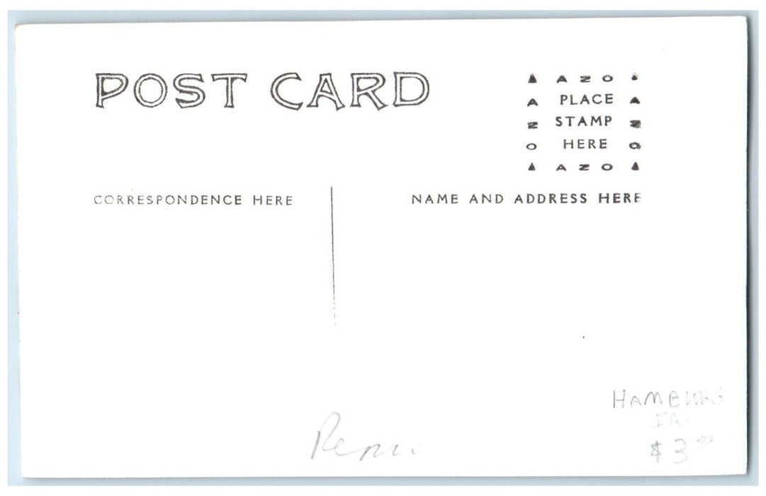c1960 CBQ Hamburg Iowa Railroad Vintage Train Depot Station RPPC Photo Postcard