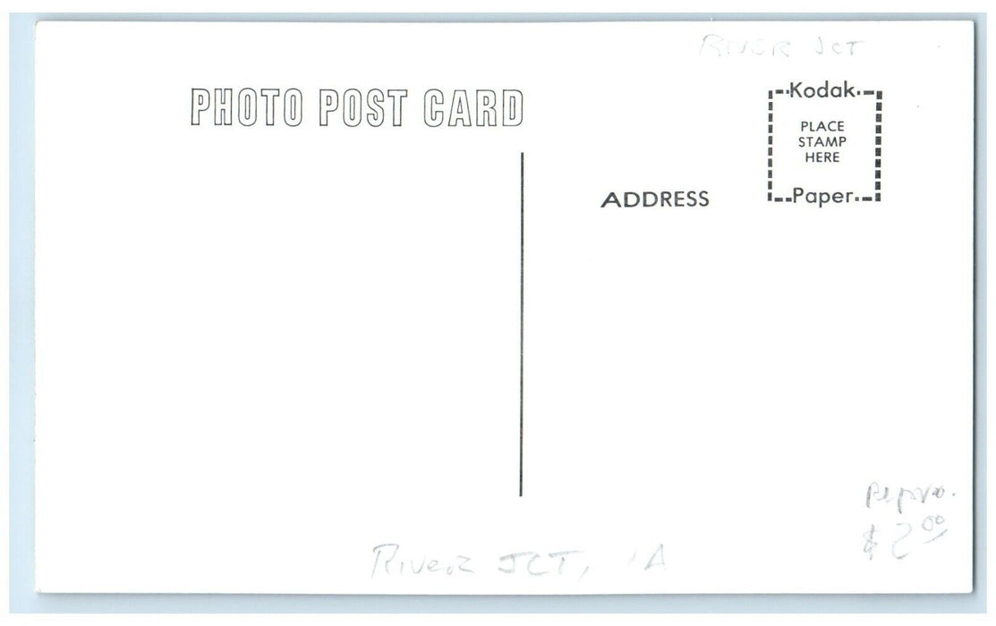 c1960 River JCT Iowa IA Railroad Vintage Train Depot Station RPPC Photo Postcard