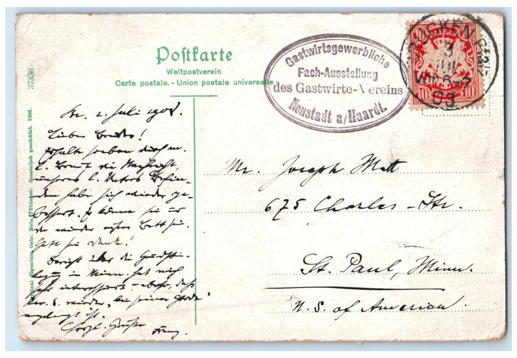 1903 Haardt Neustadt an der Weinstraße Germany Antique Posted Postcard