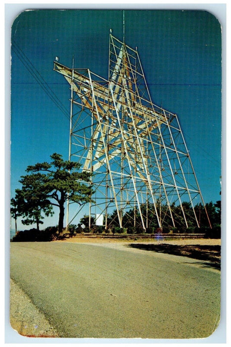 1955 Man Made Star Stands On Mill Mountain Roanoke Virginia VA Vintage Postcard