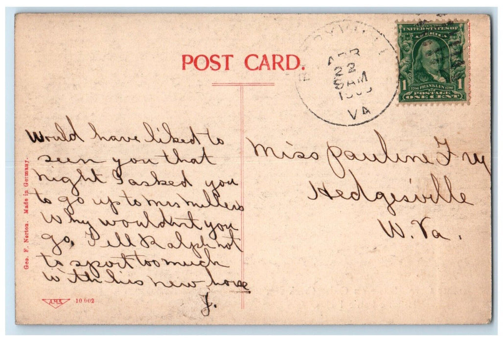 1909 Panther Cove. Scene On Cedar Creek Near  Historic Battle Fields Postcard